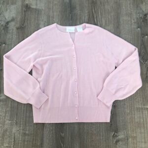 Elizabeth Williams Soft Acrylic Pink Long Sleeve Button Up Sweater Size Medium